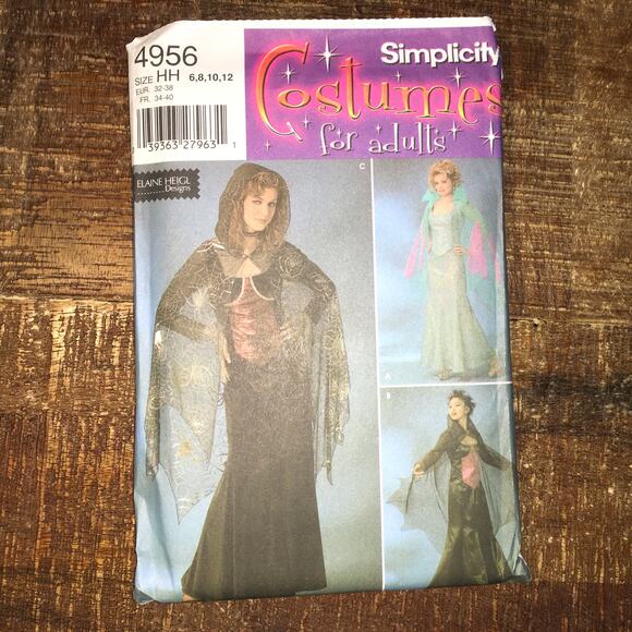 Simplicity Sewing Pattern 4956 Costume Cosplay Sorceress Dress Cape 6-12 UNCUT - Picture 1 of 2